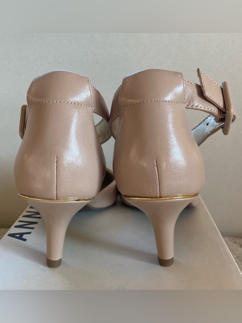 Anne Klein leather tan beige kitten heel pumps women’s size 7 NEW - Picture 4 of 7